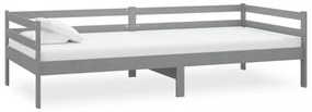 szürke tömör fenyőfa kanapéágy 90 x 200 cm