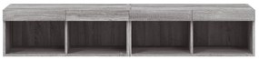 2 db szürke sonoma színű TV-szekrény LED-ekkel 80x30x30 cm