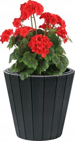 Kerek fa kaspó utánzat 12 L antracit Ø 30 cm stílusos és strapabíró