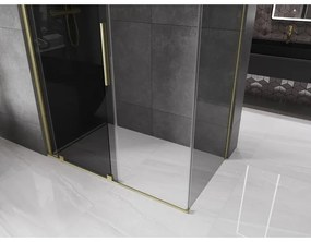 Mexen Velar, tolóajtós zuhanykabin 150 x 90 cm, 8mm szürke üveg, arany matt, 871-150-090-41-55