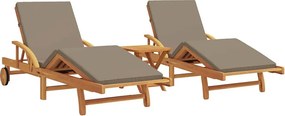 vidaXL Napozó 3 pcs Tópszínű Tömör Akácfa