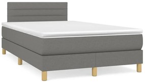 sötétszürke szövet rugós és LED-es ágy matraccal 120 x 190 cm