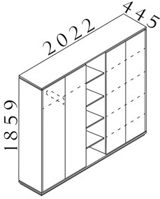 Creator magas gardrób 202,2 x 44,5 x 185,9 cm, fehér / antracit