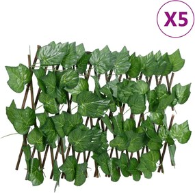 vidaXL zöld 5 db bővíthető műszőlőlevélrács 180x20 cm
