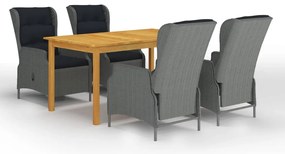 vidaXL 5 részes világosszürke kerti étkezőgarnitúra