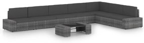 vidaXL 8 részes szürke polyrattan kerti ülőgarnitúra párnákkal