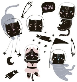 Scandinavian Animals Cosmonaut Cats gyerek falmatrica szett - Ambiance