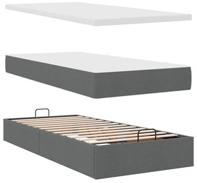 Ottomán ágykeret matraccal sötétszürke 80x200cm szövet