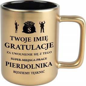 Bögre Matt Arany Fekete Belső 360ml Vicces Ajándék Munkavégzés Vége Név