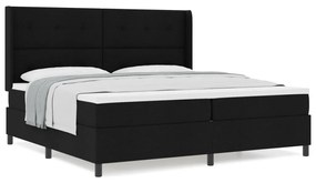 Boxspring Ágy Matrac Alkalmas Fekete 200x200 cm Szövet