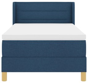 Boxspring Ágy, Kék Matrac, 90 x 200cm, Szövet