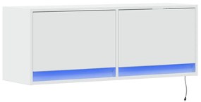 fehér falra szerelhető TV-szekrény LED-lámpákkal 100x31x35 cm