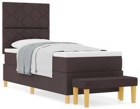 Bonell rugós ágy matraccal és paddal Sötétbarna 80x200 cm Szövet