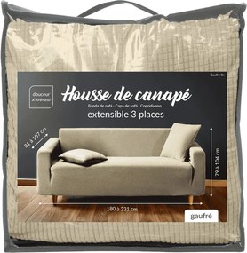 Barna háromszemélyes gumis kanapé huzat Sacha – douceur d'intérieur