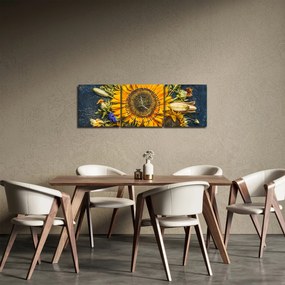Kép - Őszi virágok (órával) (90x30 cm)