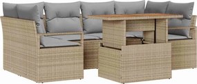 vidaXL Kerti Kanapé Szett párnával 7 pcs bézs és világosszürke