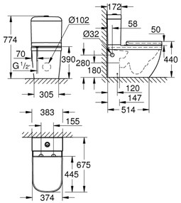 GROHE 39462000 - WC szett EURO CERAMIC 67,5 x 37,4 x 77,4 cm kerámia/fehér