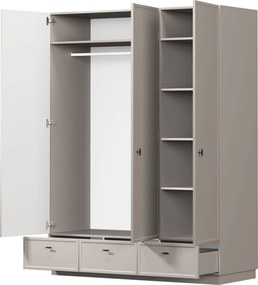 Lorini gardróbszekrény 150 cm polcokkal - kasmír / fekete T-bar fogantyúk