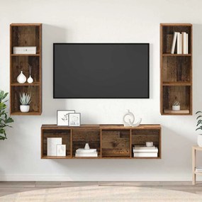 TV Szekrény Szett 3 pcs Régi fa 37 x 37 x 142.5 cm Faanyag