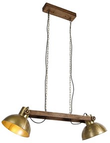 Ipari függesztett lámpa, 2 lámpa, fából - Mangó