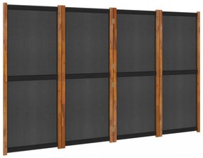 fekete 4 paneles térelválasztó 280x180 cm