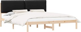 vidaXL Ágykeret Kárpitozott Fejtámlával Fekete 200 x 200 cm