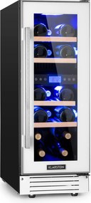 Klarstein Vinovilla 17, kétzónás borhűtő, 53 liter, 17 palack, 3 színű LED világítás, fehér
