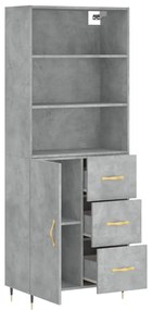 betonszürke szerelt fa magasszekrény 69,5 x 34 x 180 cm