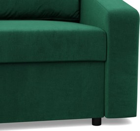 Zeus sarokkanapé, 2 ágyneműtartóval, döntött kartámasz, bársony, univerzális oldal, bonell töltet, zöld