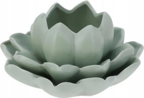 Gyertyatartó Lótuszvirág Zöld Porcelán 12,5 x 13 x 6,5 CM Teamécsestartó