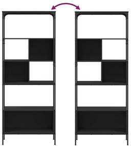 5 szintes fekete szerelt fa könyvespolc 76 x 33 x 188,5 cm