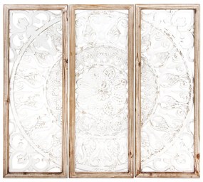 3 részes vintagere koptatott krémfehér bézs faldekoráció 90x91x2,5cm