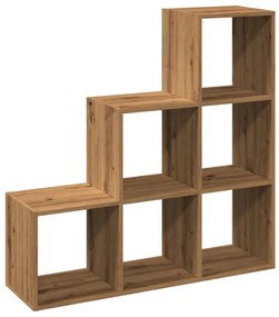 3 szintes kézműves tölgy fa elválasztó könyvespolc 99x29x99 cm