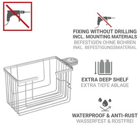 Fényes ezüstszínű öntapadós rozsdamentes acél fürdőszobai polc Valognes – Wenko