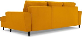 Mustársárga kordbársony kinyitható tárolóhelyes sarokkanapé (jobb oldali-heverő résszel) Kyoto – Cosmopolitan Design