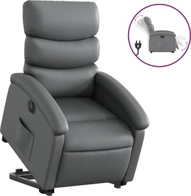 vidaXL elektromos szürke műbőr felállást segítő dönthető fotel