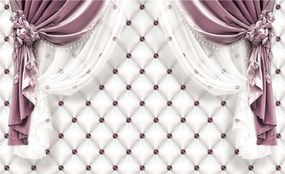 Flizelin fotótapéta Virágok függöny foltvarrás Elegancia 254x184 +ragasztó