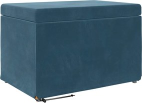 vidaXL Zsámoly Kék 61 x 41 x 40 cm Bársony és Műanyag Fa
