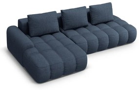 Sötétkék kinyitható-tárolóhelyes sarokkanapé (bal oldali-heverő résszel) Linz – Cosmopolitan Design