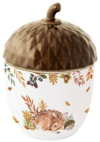 Forest Dream őszi porcelán makk alakú konyhai tároló fedővel 11x16 cm