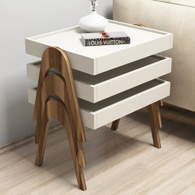 Dohányzóasztal (3 részes) Roma - Walnut, Cream
