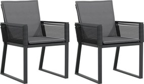 vidaXL 2 db fekete polyrattan kerti szék párnával