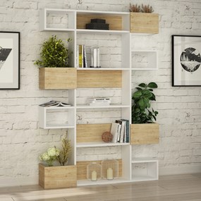könyvespolc Niho - White, Oak