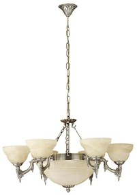 EGLO 85858 - Csillár láncon MARBELLA 9xE14/60W alabástrom üveg