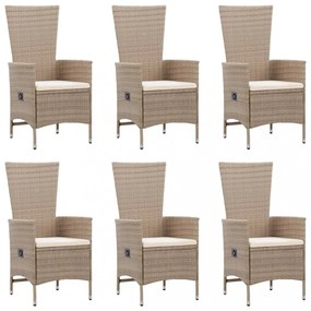 7 részes bézs polyrattan kerti étkezőgarnitúra