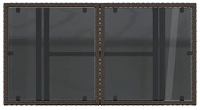 barna polyrattan üveglapos kerti asztal 100 x 55 x 73 cm