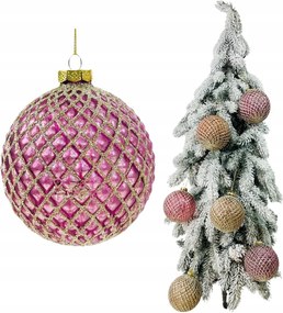 Rózsaszín Üveg Karácsonyfa Dísz Díszített Gömb Karácsonyfa Díszek Ünnep