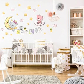 INSPIO Gyerekszoba falmatrica - Névre szóló állatkás falmatrica lányoknak