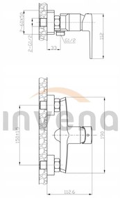 Invena Fira, falra szerelhető zuhanycsaptelep, fekete matt, INV-BN-71-004-V