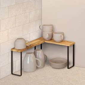 Matt fekete-natúr színű fa kiegészítő polc készlet 2 db-os 27x8 cm York – Metaltex